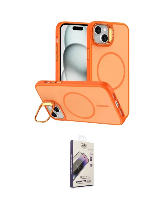 ieg™ iPhone 14 Kılıf Çekirdek Klasik - Siyah Bilvis 3D Mat Cam Ekran Koruyucu