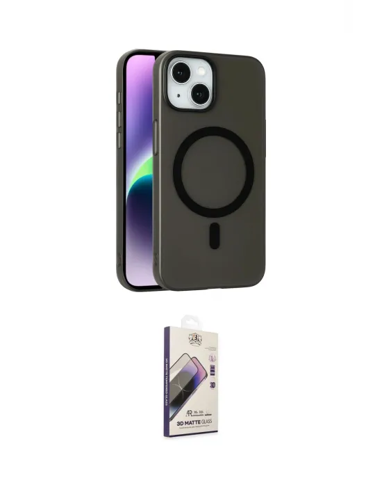 ieg™ iPhone 14 Kılıf Çekirdek Modern Prime - Siyah Bilvis 3D Mat Cam Ekran Koruyucu