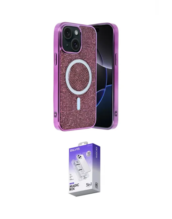 ieg™ iPhone 14 Kılıf Eksen Çizgi - Siyah Bilvis 5in1 3D Magic Cam Ekran Koruyucu