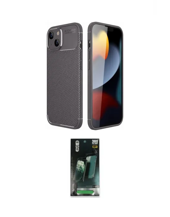 ieg™ iPhone 14 Kılıf Eksen Form Prime - Şeffaf 360 Full Body Arka Koruyucu