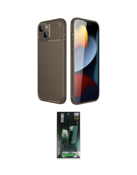 ieg™ iPhone 14 Kılıf Eksen Form Prime - Şeffaf 360 Full Body Arka Koruyucu