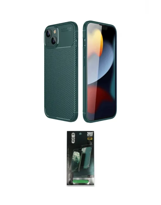 ieg™ iPhone 14 Kılıf Eksen Form Prime - Şeffaf 360 Full Body Arka Koruyucu