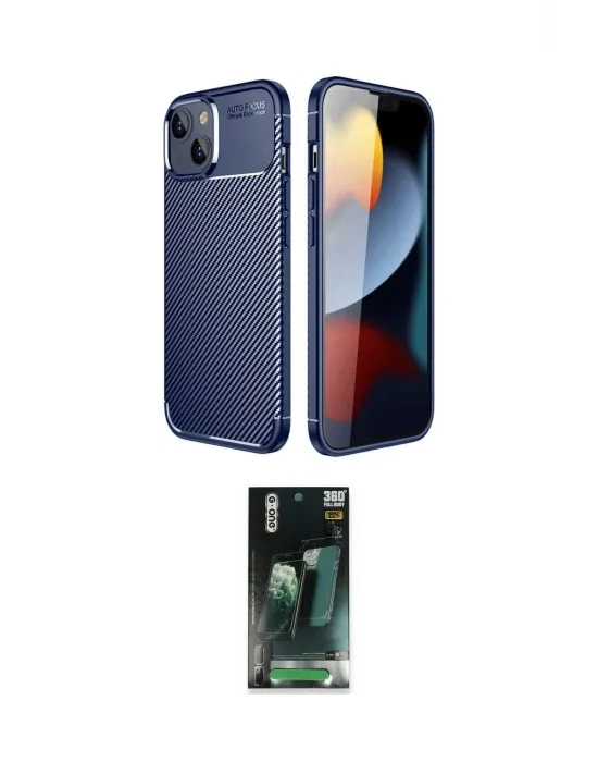 ieg™ iPhone 14 Kılıf Eksen Form Prime - Şeffaf 360 Full Body Arka Koruyucu