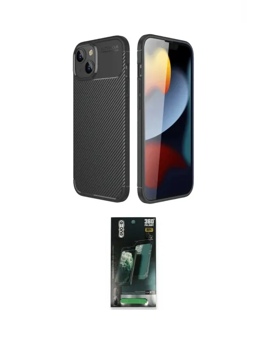 ieg™ iPhone 14 Kılıf Eksen Form Prime - Şeffaf 360 Full Body Arka Koruyucu