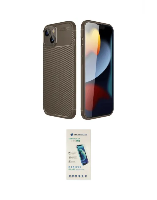 ieg™ iPhone 14 Kılıf Eksen Form Prime - Şeffaf Pasifik Cam Ekran Koruyucu