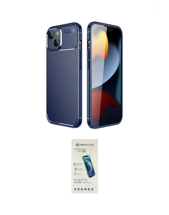 ieg™ iPhone 14 Kılıf Eksen Form Prime - Şeffaf Pasifik Cam Ekran Koruyucu