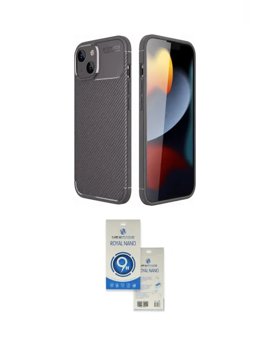 ieg™ iPhone 14 Kılıf Eksen Form Prime - Şeffaf Royal Nano Ekran Koruyucu