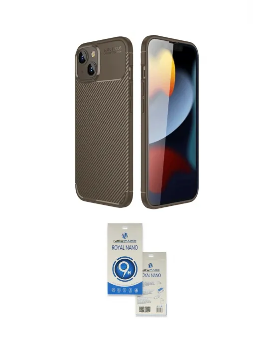 ieg™ iPhone 14 Kılıf Eksen Form Prime - Şeffaf Royal Nano Ekran Koruyucu