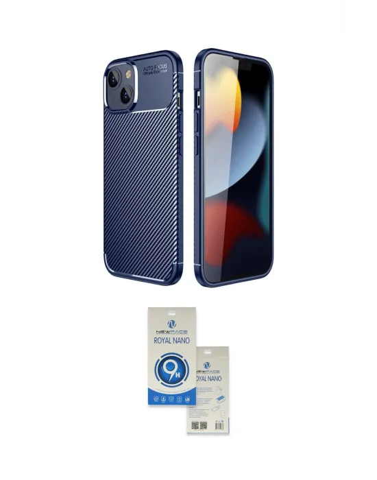 ieg™ iPhone 14 Kılıf Eksen Form Prime - Şeffaf Royal Nano Ekran Koruyucu