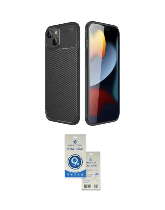 ieg™ iPhone 14 Kılıf Eksen Form Prime - Şeffaf Royal Nano Ekran Koruyucu