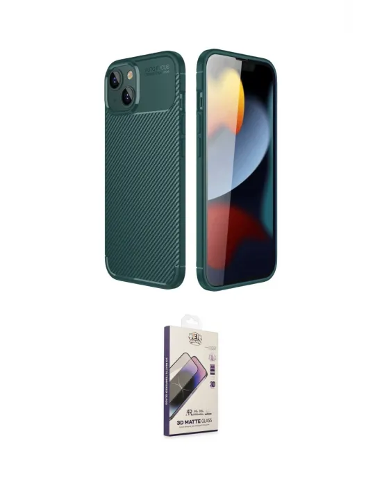 ieg™ iPhone 14 Kılıf Eksen Form Prime - Siyah Bilvis 3D Mat Cam Ekran Koruyucu