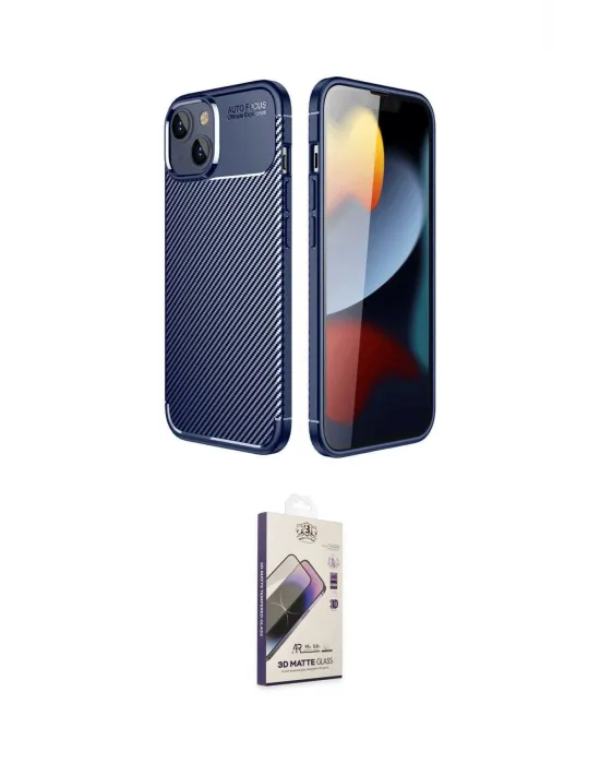 ieg™ iPhone 14 Kılıf Eksen Form Prime - Siyah Bilvis 3D Mat Cam Ekran Koruyucu