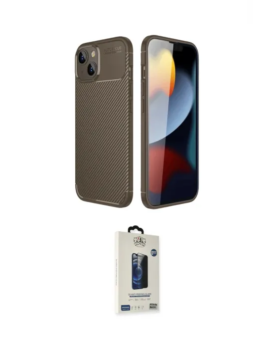 ieg™ iPhone 14 Kılıf Eksen Form Prime - Siyah Bilvis Hayalet Cam Ekran Koruyucu