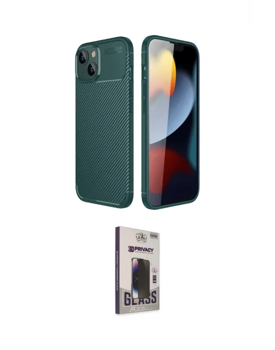 ieg™ iPhone 14 Kılıf Eksen Form Prime - Siyah Bilvis Hayalet Cam Ekran Koruyucu