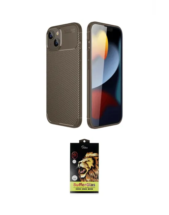 ieg™ iPhone 14 Kılıf Eksen Form Prime - Siyah Buffer Cam Ekran Koruyucu