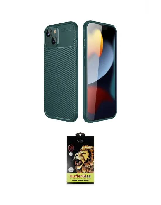 ieg™ iPhone 14 Kılıf Eksen Form Prime - Siyah Buffer Cam Ekran Koruyucu