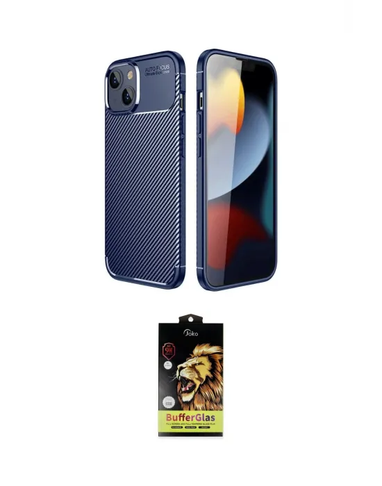 ieg™ iPhone 14 Kılıf Eksen Form Prime - Siyah Buffer Cam Ekran Koruyucu