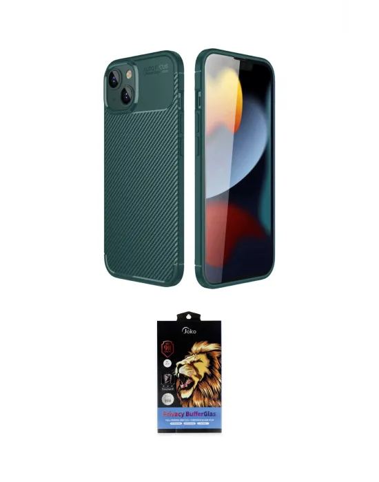 ieg™ iPhone 14 Kılıf Eksen Form Prime - Siyah Buffer Hayalet Cam Ekran Koruyucu