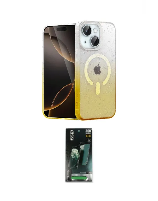 ieg™ iPhone 14 Kılıf Eksen Minimal Özel Seri - Şeffaf 360 Full Body Arka Koruyucu