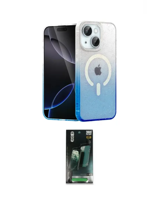 ieg™ iPhone 14 Kılıf Eksen Minimal Özel Seri - Şeffaf 360 Full Body Arka Koruyucu