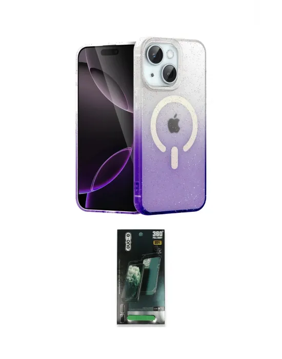ieg™ iPhone 14 Kılıf Eksen Minimal Özel Seri - Şeffaf 360 Full Body Arka Koruyucu