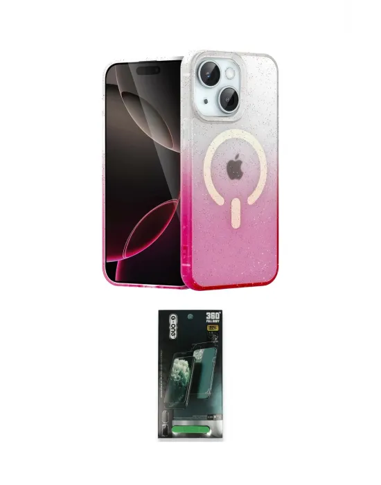 ieg™ iPhone 14 Kılıf Eksen Minimal Özel Seri - Şeffaf 360 Full Body Arka Koruyucu