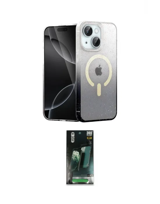 ieg™ iPhone 14 Kılıf Eksen Minimal Özel Seri - Şeffaf 360 Full Body Arka Koruyucu