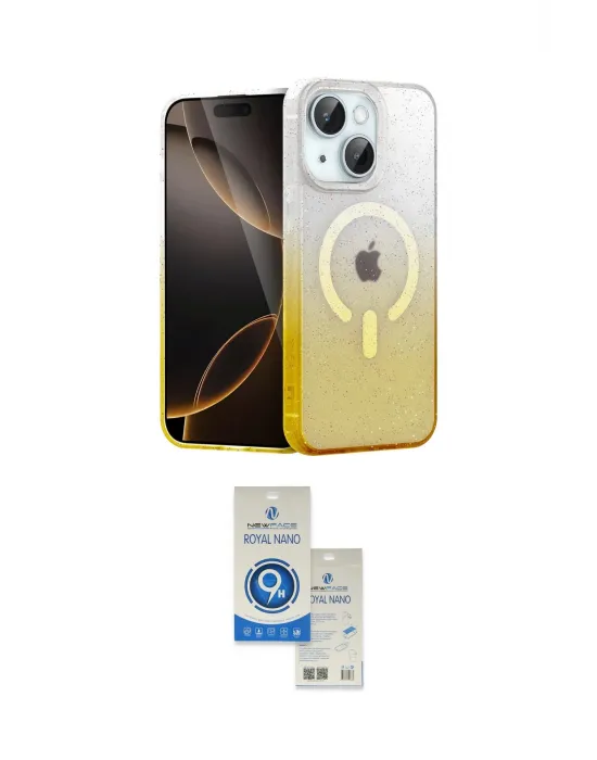 ieg™ iPhone 14 Kılıf Eksen Minimal Özel Seri - Şeffaf Royal Nano Ekran Koruyucu