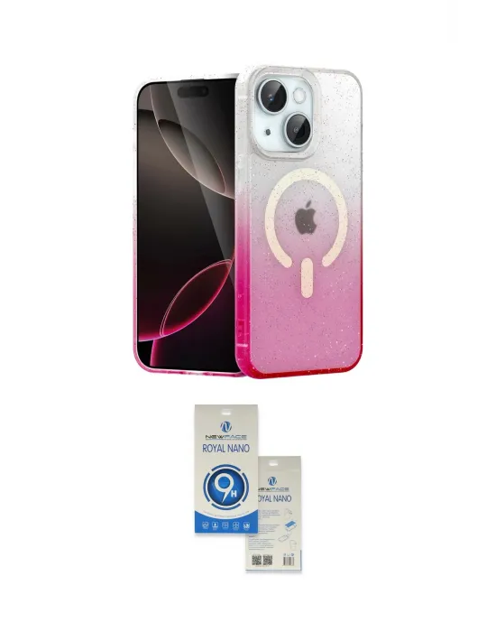 ieg™ iPhone 14 Kılıf Eksen Minimal Özel Seri - Şeffaf Royal Nano Ekran Koruyucu