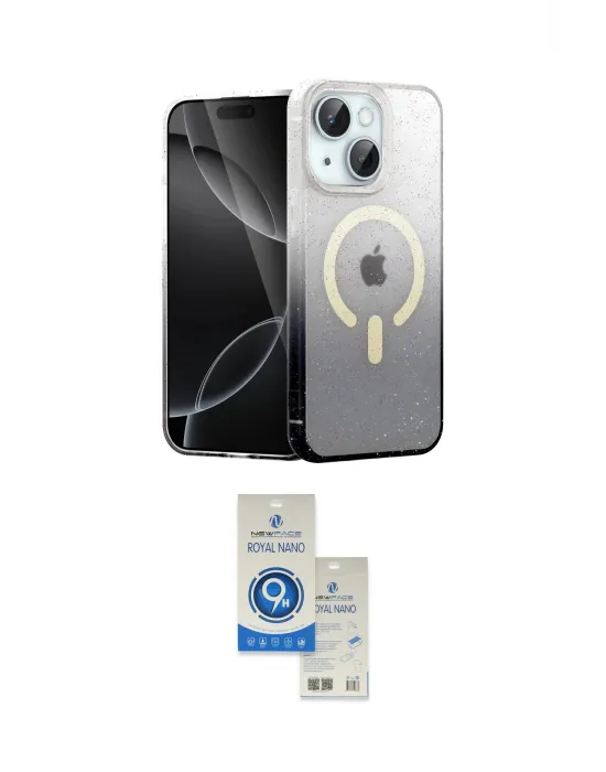 ieg™ iPhone 14 Kılıf Eksen Minimal Özel Seri - Şeffaf Royal Nano Ekran Koruyucu