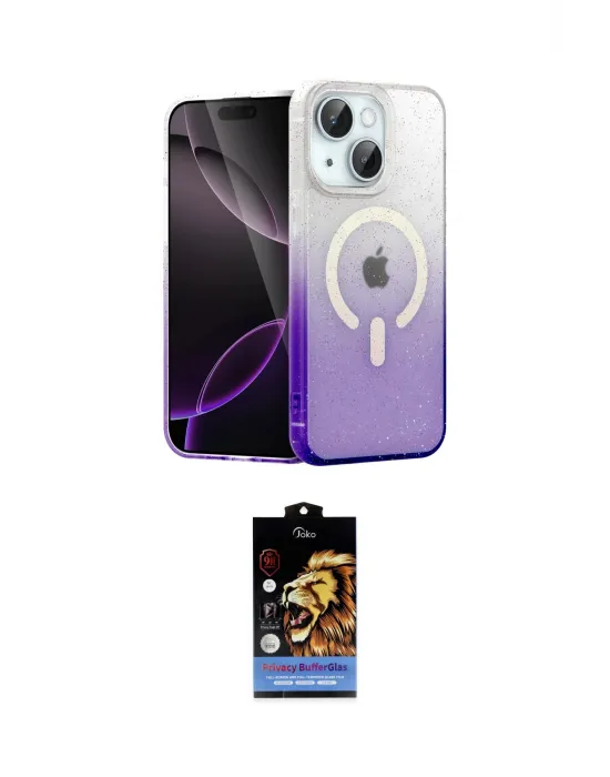ieg™ iPhone 14 Kılıf Eksen Minimal Özel Seri - Siyah Buffer Hayalet Cam Ekran Koruyucu