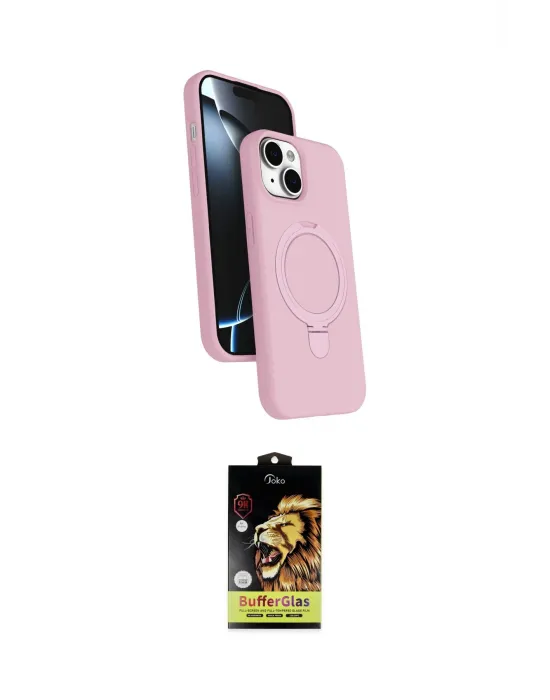 ieg™ iPhone 14 Kılıf İz Işık Koleksiyonu - Siyah Buffer Cam Ekran Koruyucu