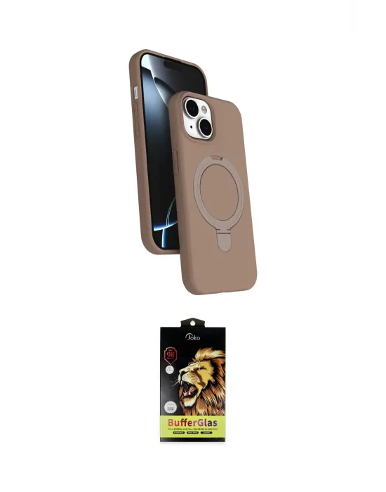 ieg™ iPhone 14 Kılıf İz Işık Koleksiyonu - Siyah Buffer Cam Ekran Koruyucu