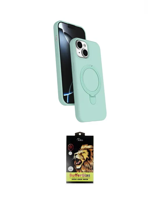 ieg™ iPhone 14 Kılıf İz Işık Koleksiyonu - Siyah Buffer Cam Ekran Koruyucu