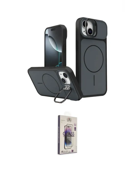 ieg™ iPhone 14 Kılıf İz Modern Prime - Siyah Bilvis 3D Cam Ekran Koruyucu