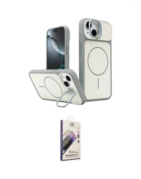 ieg™ iPhone 14 Kılıf İz Modern Prime - Siyah Bilvis 3D Mat Cam Ekran Koruyucu