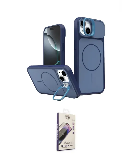 ieg™ iPhone 14 Kılıf İz Modern Prime - Siyah Bilvis 3D Mat Cam Ekran Koruyucu