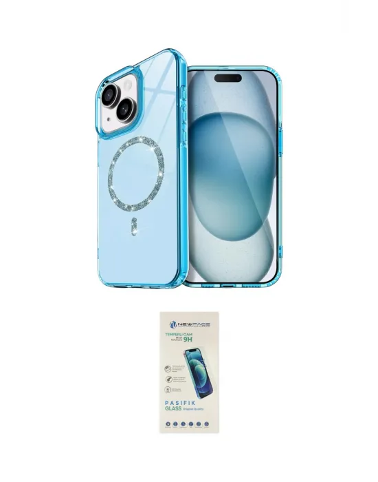 ieg™ iPhone 14 Kılıf Kıvılcım Form Prime - Şeffaf Pasifik Cam Ekran Koruyucu