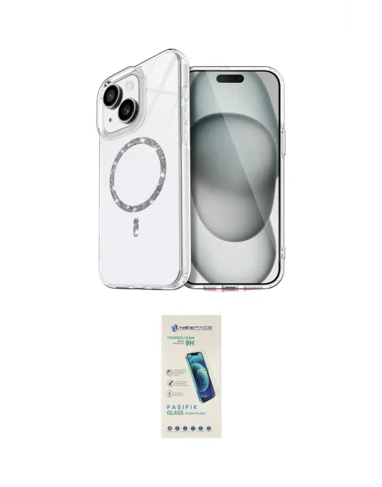 ieg™ iPhone 14 Kılıf Kıvılcım Form Prime - Şeffaf Pasifik Cam Ekran Koruyucu