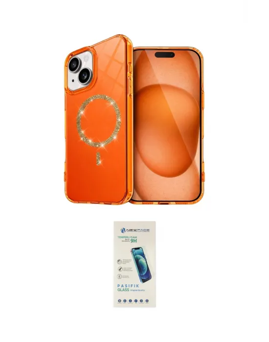 ieg™ iPhone 14 Kılıf Kıvılcım Form Prime - Şeffaf Pasifik Cam Ekran Koruyucu