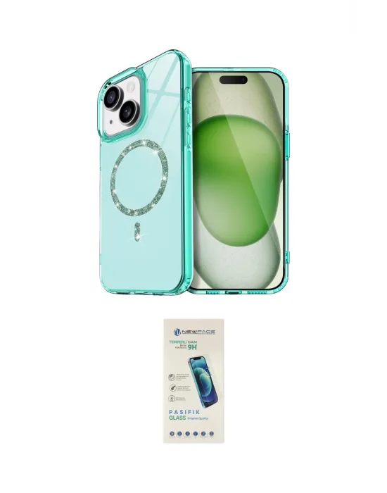 ieg™ iPhone 14 Kılıf Kıvılcım Form Prime - Şeffaf Pasifik Cam Ekran Koruyucu