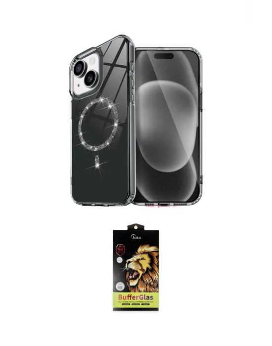 ieg™ iPhone 14 Kılıf Kıvılcım Form Prime - Siyah Buffer Cam Ekran Koruyucu