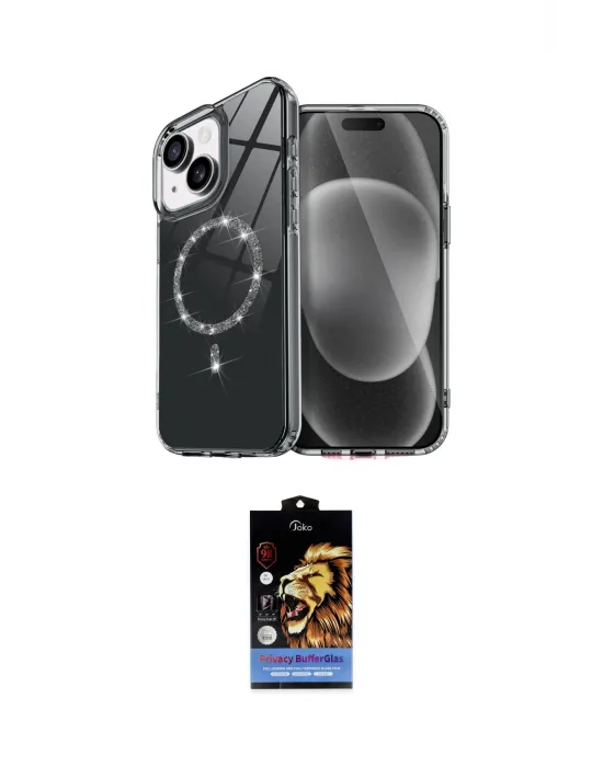 ieg™ iPhone 14 Kılıf Kıvılcım Form Prime - Siyah Buffer Hayalet Cam Ekran Koruyucu
