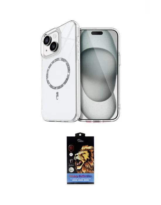 ieg™ iPhone 14 Kılıf Kıvılcım Form Prime - Siyah Buffer Hayalet Cam Ekran Koruyucu