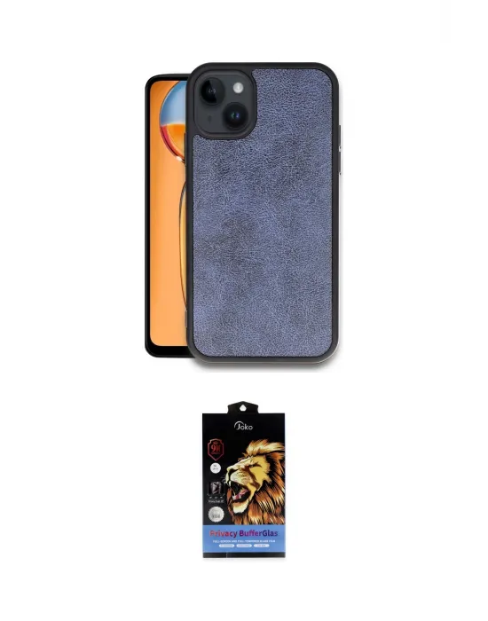 ieg™ iPhone 14 Kılıf Kıvılcım Işık Serisi - Siyah Buffer Hayalet Cam Ekran Koruyucu