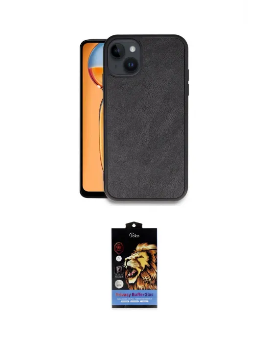 ieg™ iPhone 14 Kılıf Kıvılcım Işık Serisi - Siyah Buffer Hayalet Cam Ekran Koruyucu