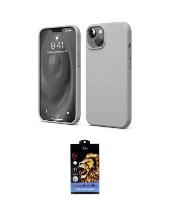 ieg™ iPhone 14 Kılıf Kozmos Yansıma Özel Seri - Siyah Buffer Hayalet Cam Ekran Koruyucu