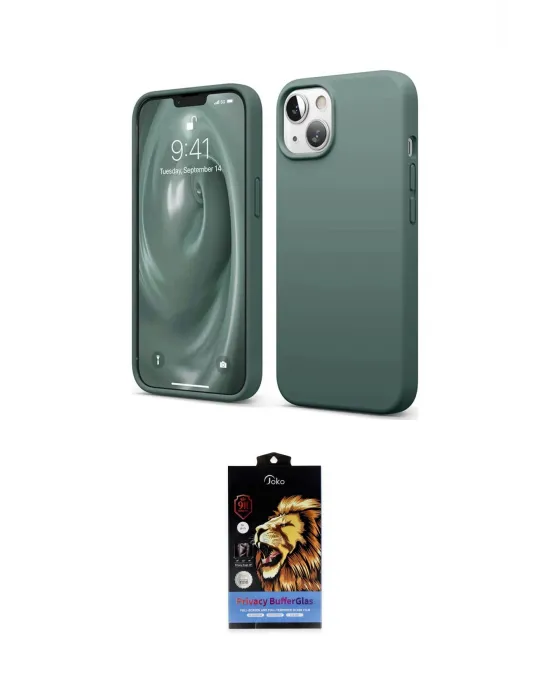 ieg™ iPhone 14 Kılıf Kozmos Yansıma Özel Seri - Siyah Buffer Hayalet Cam Ekran Koruyucu