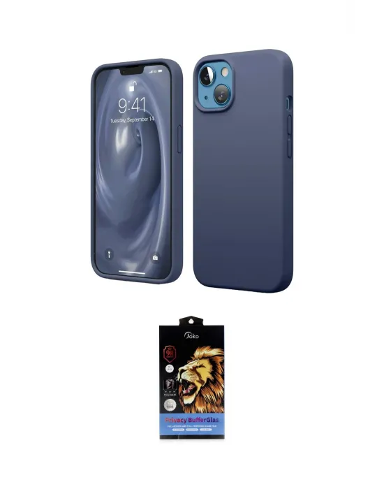ieg™ iPhone 14 Kılıf Kozmos Yansıma Özel Seri - Siyah Buffer Hayalet Cam Ekran Koruyucu