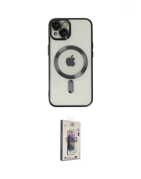 ieg™ iPhone 14 Kılıf Nova Işık Özel Seri - Siyah Bilvis 3D Cam Ekran Koruyucu